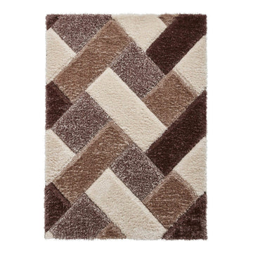 Olympia 2239 3D Geometric Plush Hand Carved Soft Polypropylene Shaggy Beige/Brown/Cream Rug-Think Rugs-Rug Love - The Most Loved Rug Store